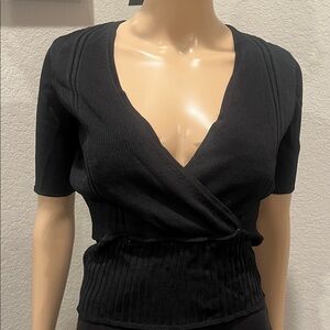 Nwt Muse Elegant Black Wrap Top